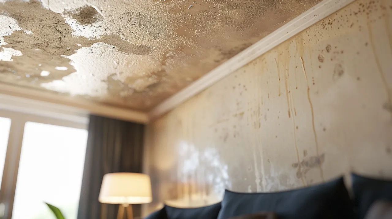 Tache d'eau au plafond d'un appartement